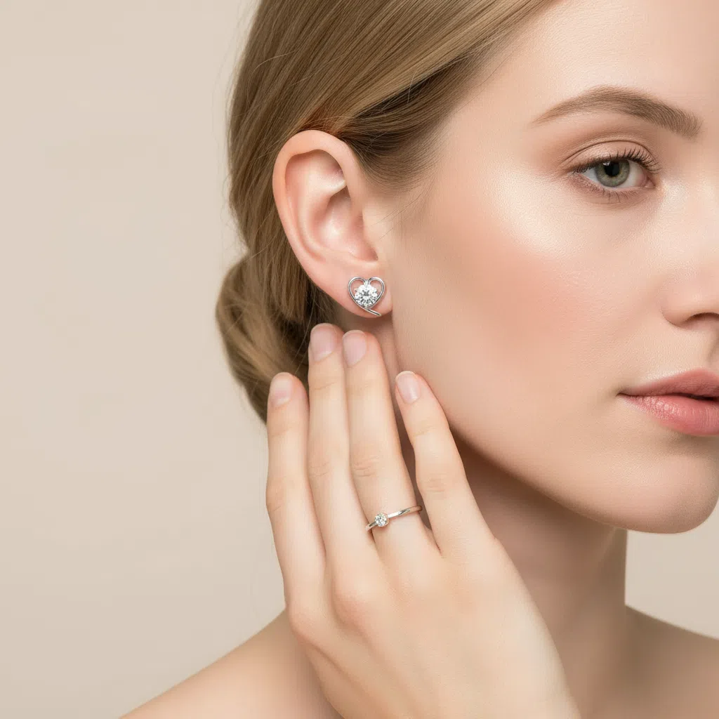 ER32 1CT Sterling Silver S925 Moissanite Diamond