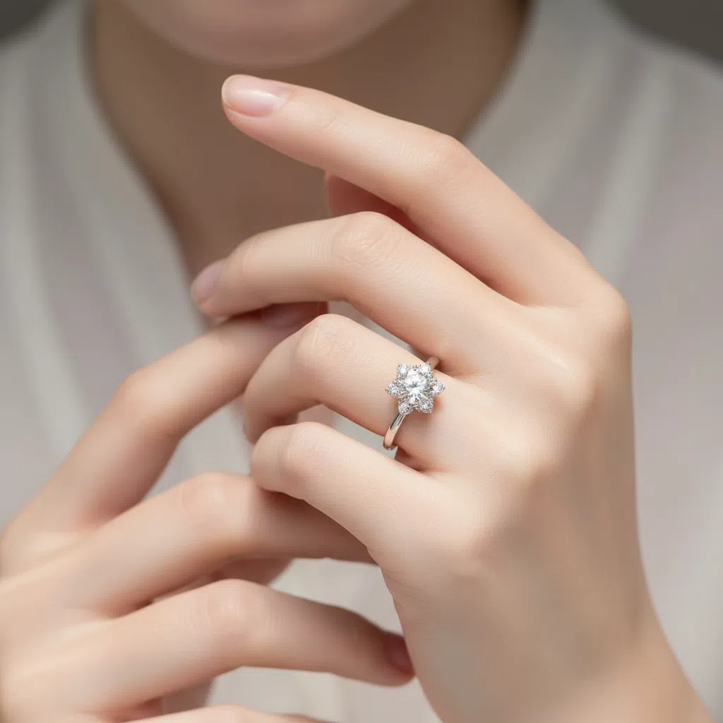 JZ33 1CT Sterling Silver S925 Moissanite Diamond