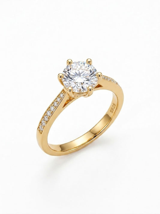 ER03 1CT Sterling Silver S925 Moissanite Diamond Rings