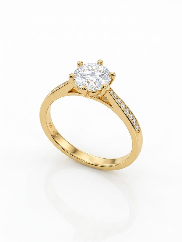 ER03 1CT Sterling Silver S925 Moissanite Diamond Rings