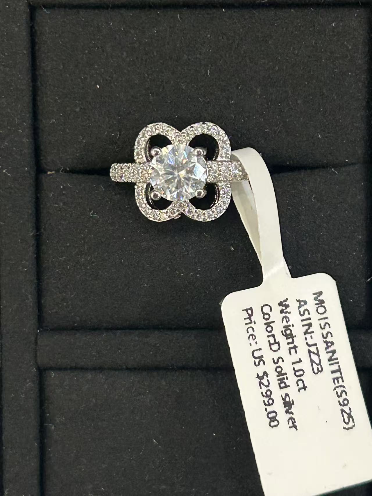 JZ23 1CT Sterling Silver S925 Moissanite Diamond