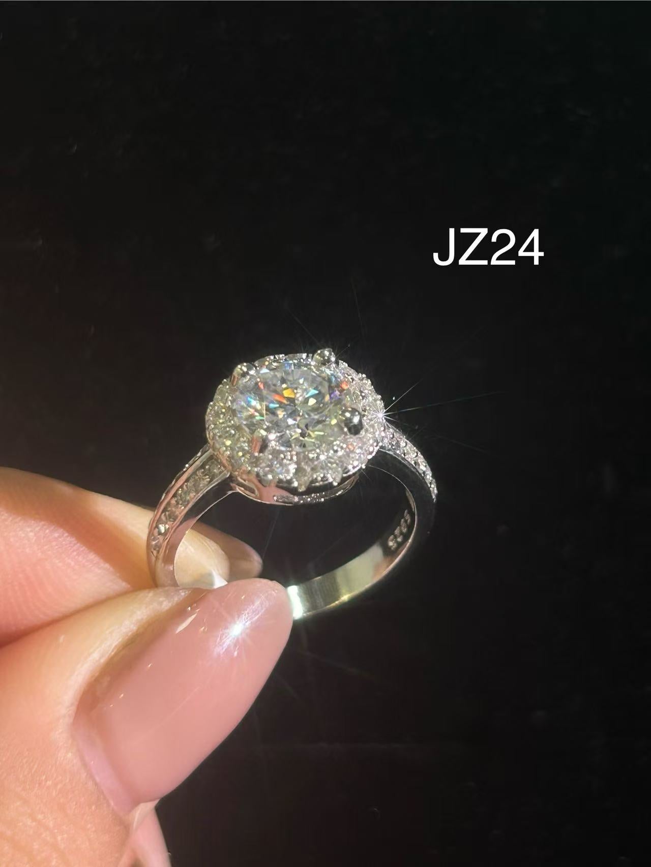 JZ24 1CT Sterling Silver S925 Moissanite Diamond