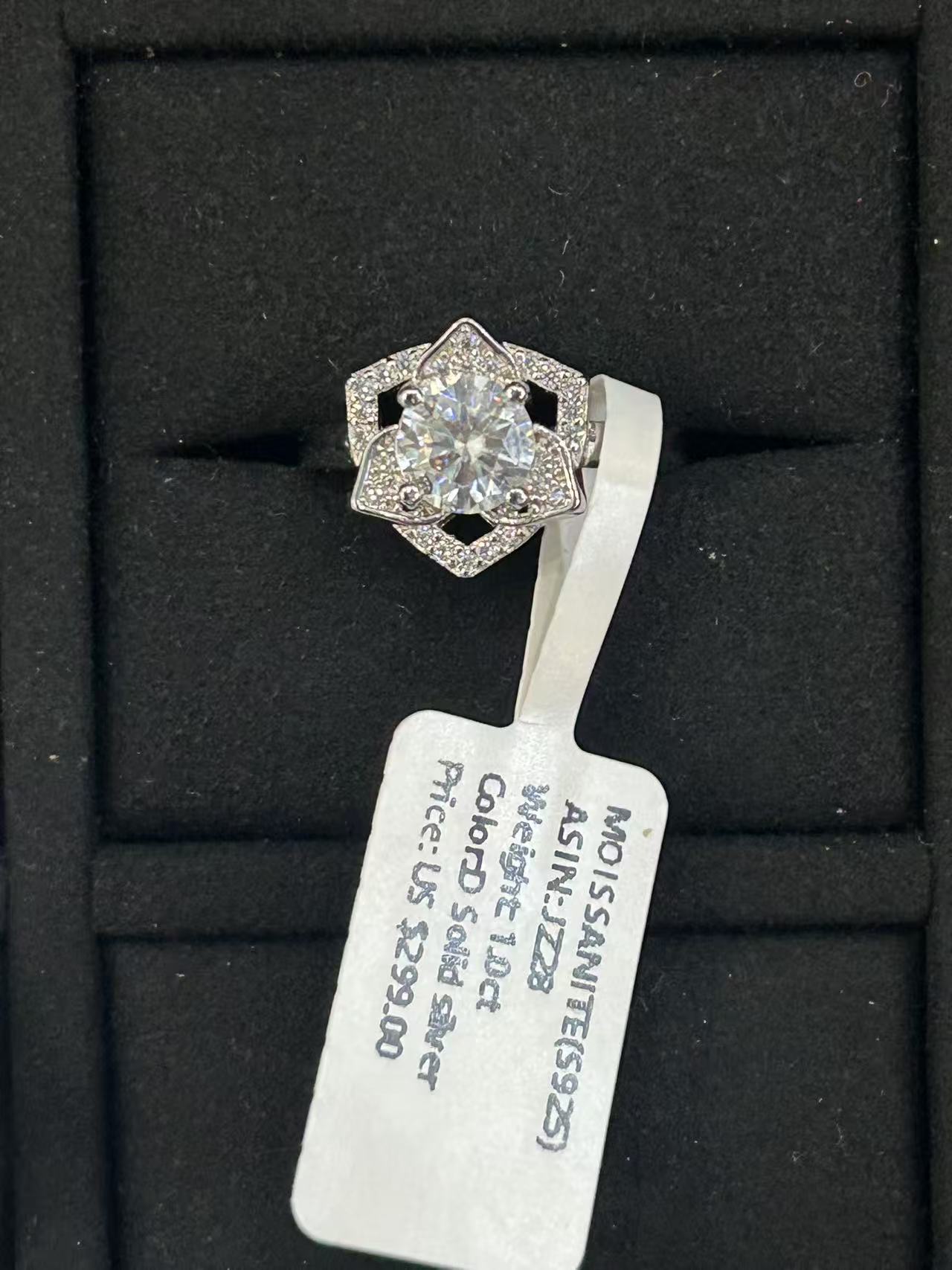 JZ28 1CT Sterling Silver S925 Moissanite Diamond