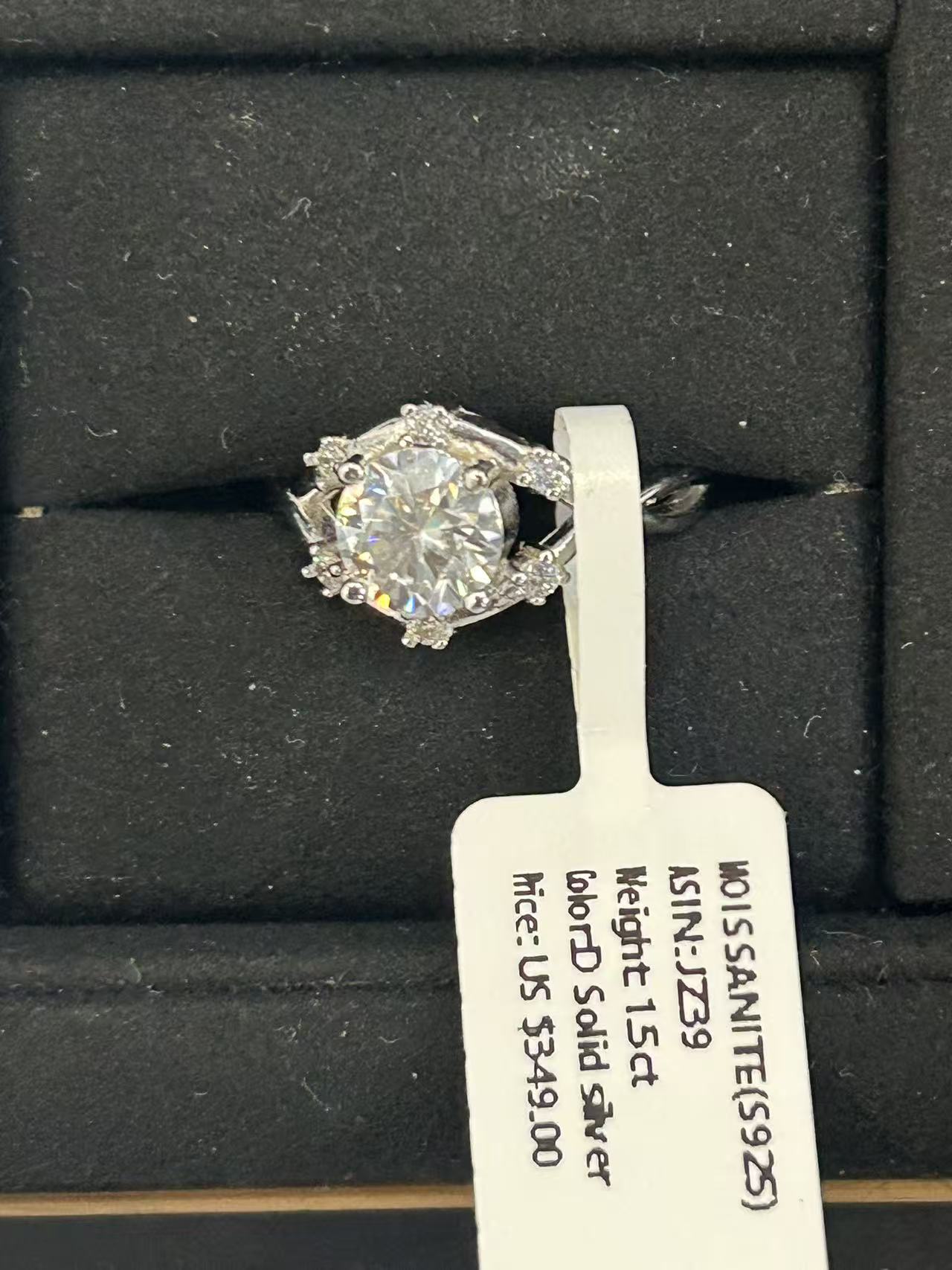JZ39 1.5CT Sterling Silver S925 Moissanite Diamond
