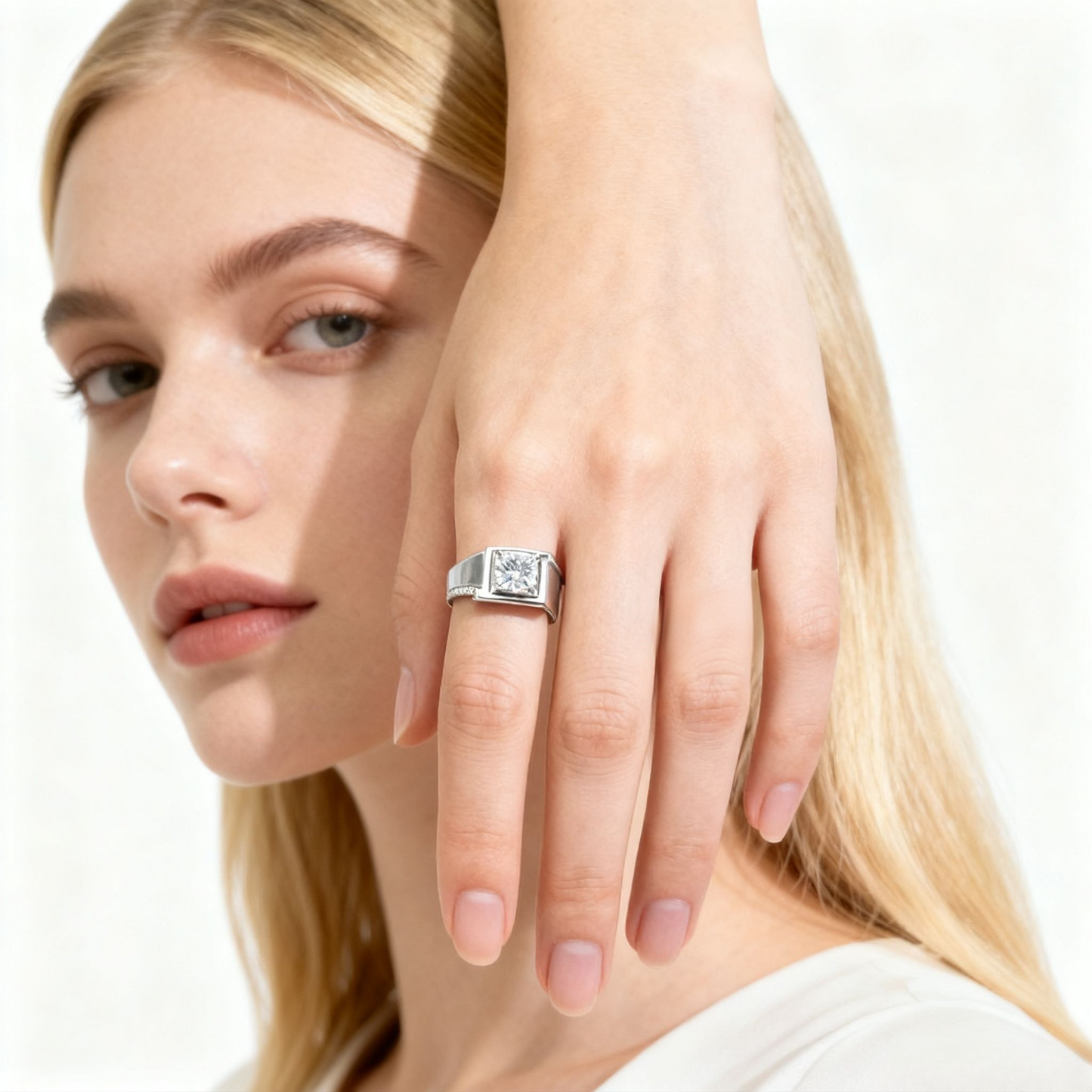 JZ54 1CT Sterling Silver S925 Moissanite Diamond