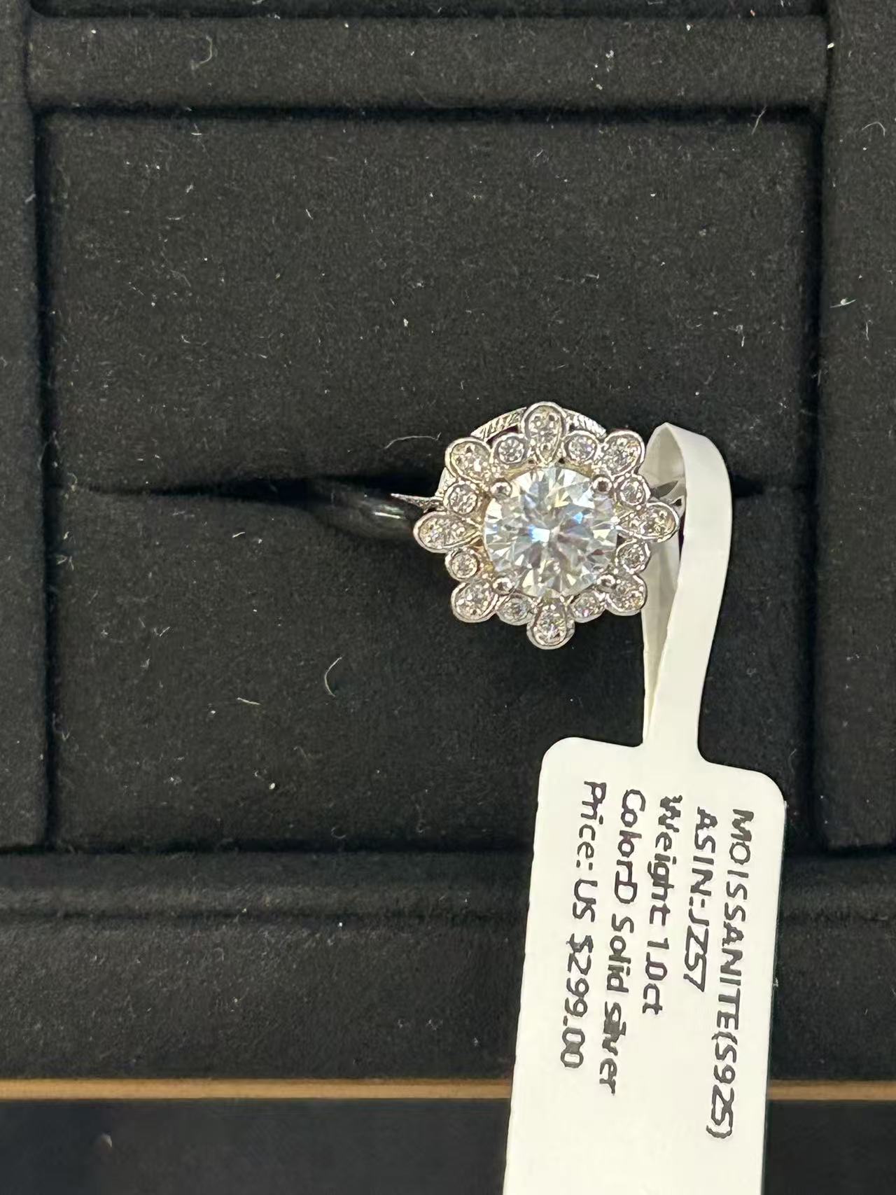 JZ57 1CT Sterling Silver S925 Moissanite Diamond