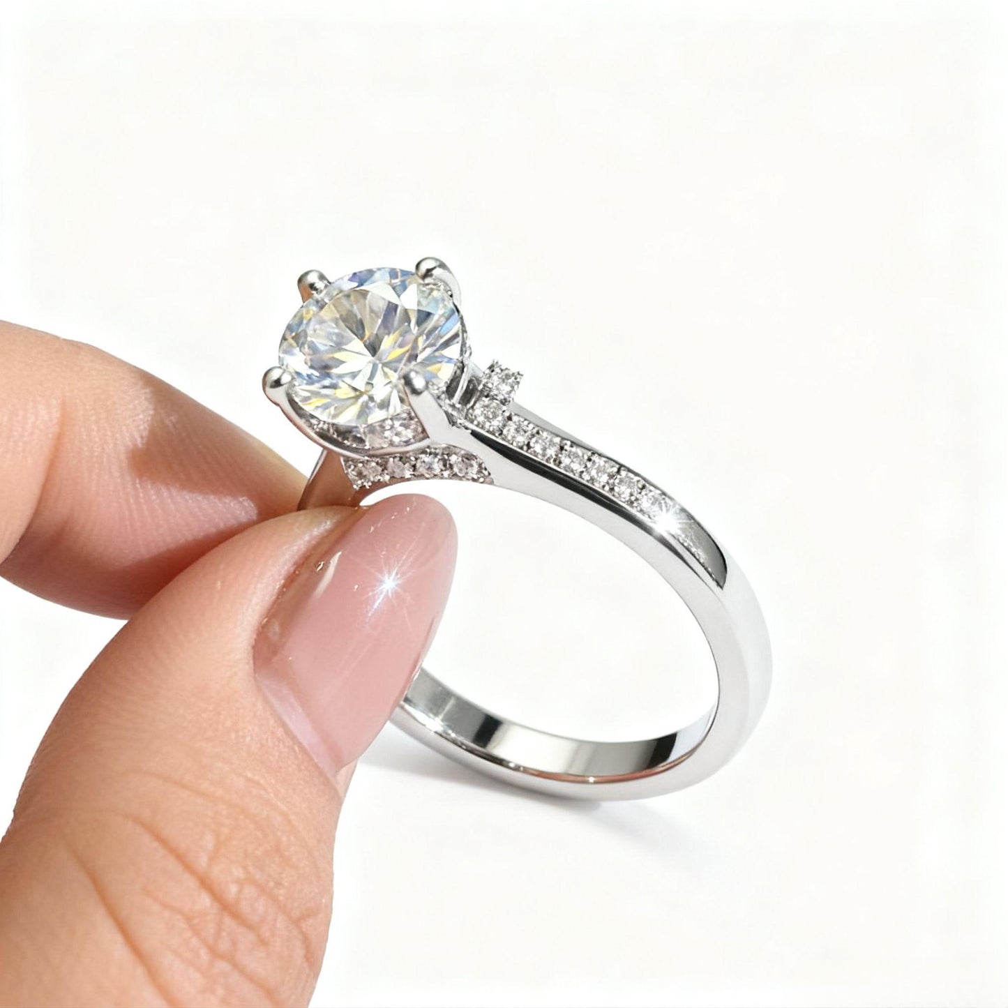 JZ66 2CT Sterling Silver S925 Moissanite Diamond