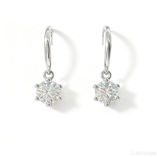 ER06 1CT*2 Sterling Silver S925 Moissanite Diamond