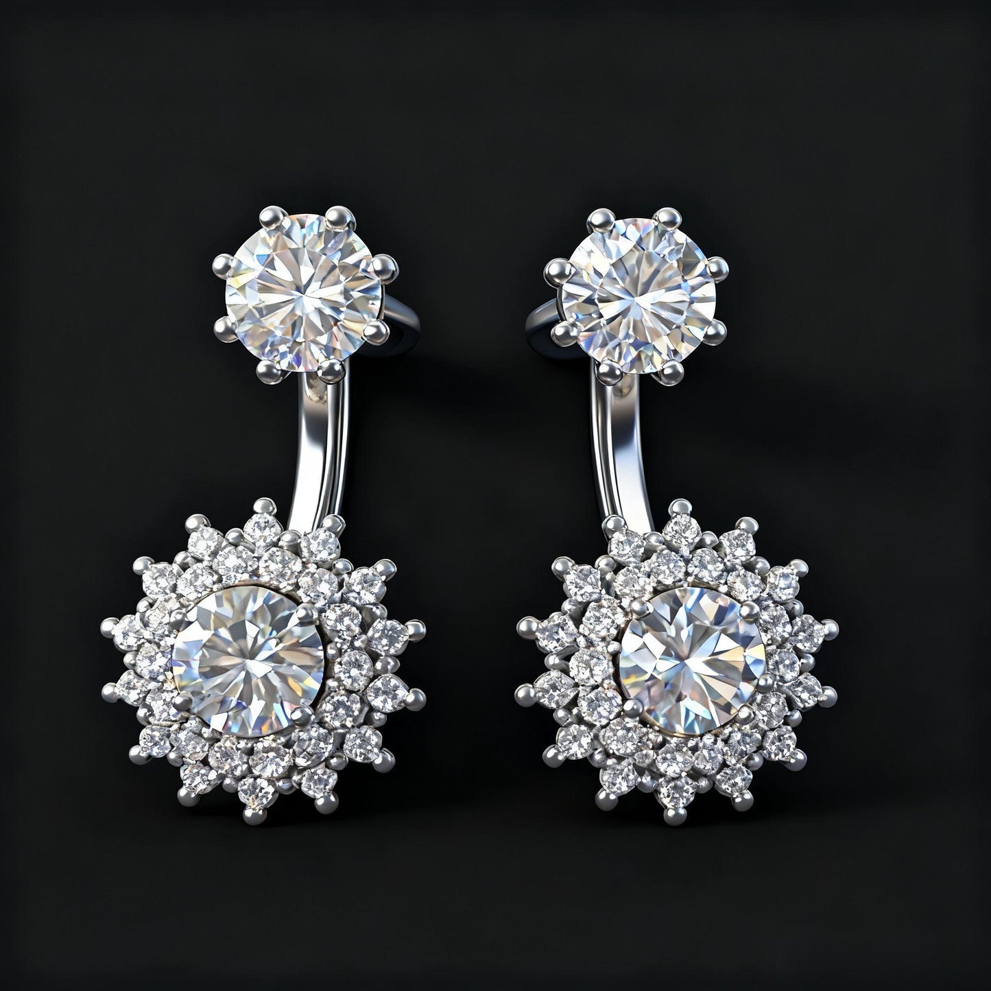 ER05 1CT*2 Sterling Silver S925 Moissanite Diamond