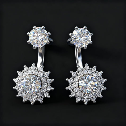 ER05 1CT*2 Sterling Silver S925 Moissanite Diamond