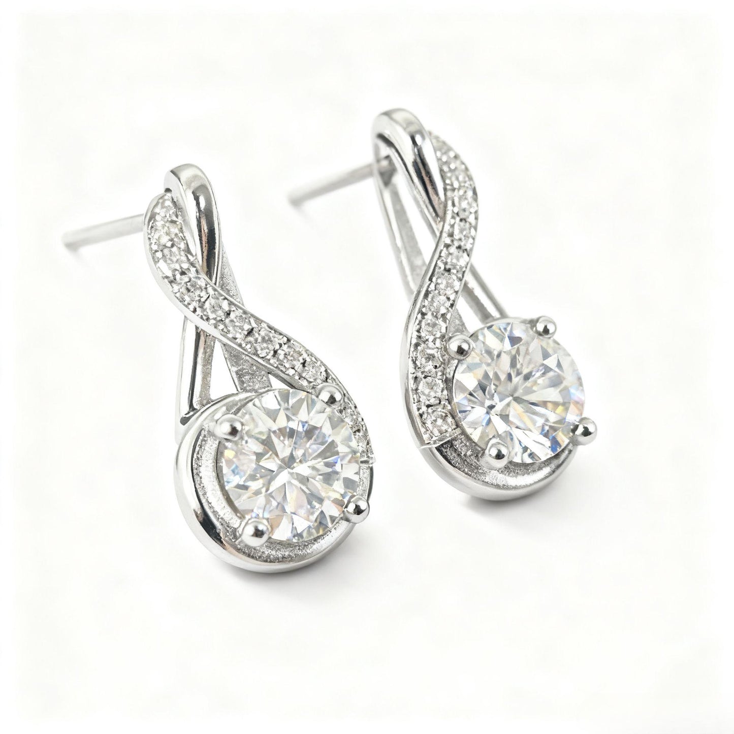 ER18 1CT*2 Sterling Silver S925 Moissanite Diamond