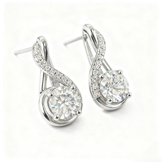ER18 1CT*2 Sterling Silver S925 Moissanite Diamond