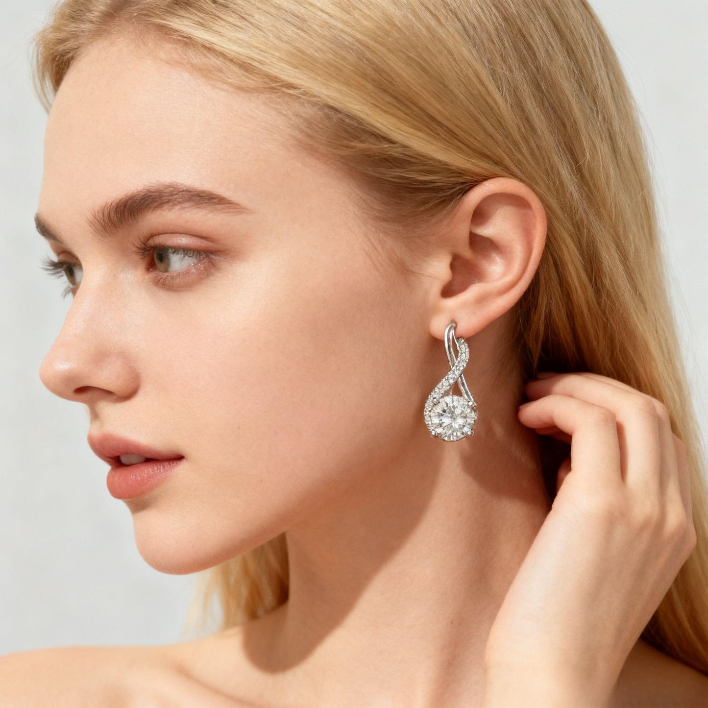 ER18 1CT*2 Sterling Silver S925 Moissanite Diamond