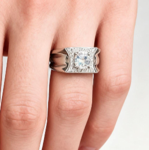 ER03 1CT Sterling Silver S925 Moissanite Diamond Rings