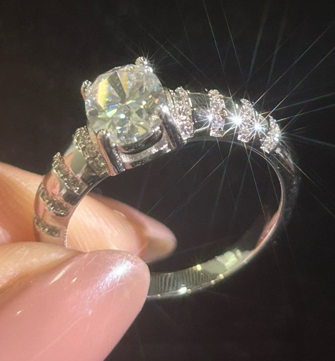 ER03 1CT Sterling Silver S925 Moissanite Diamond Rings