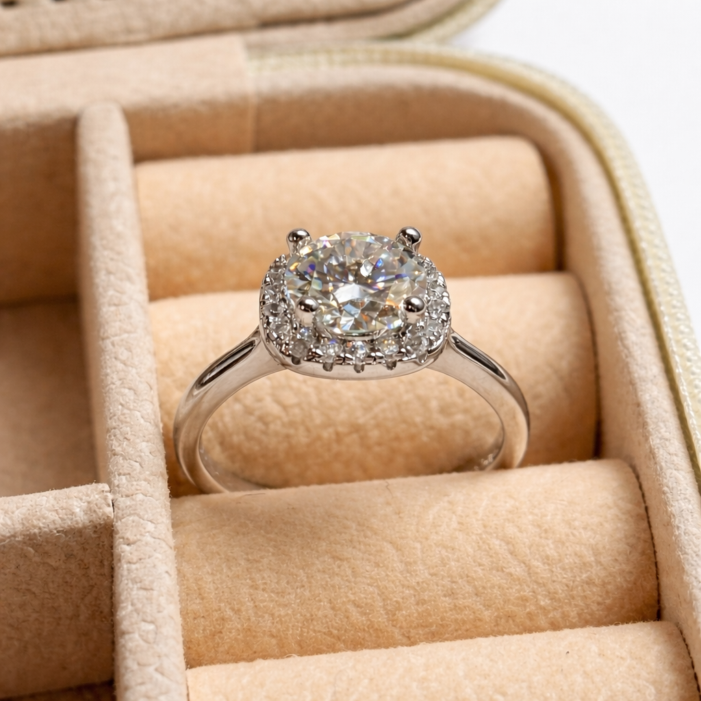 JZ61 1.5CT Sterling Silver S925 Moissanite Diamond