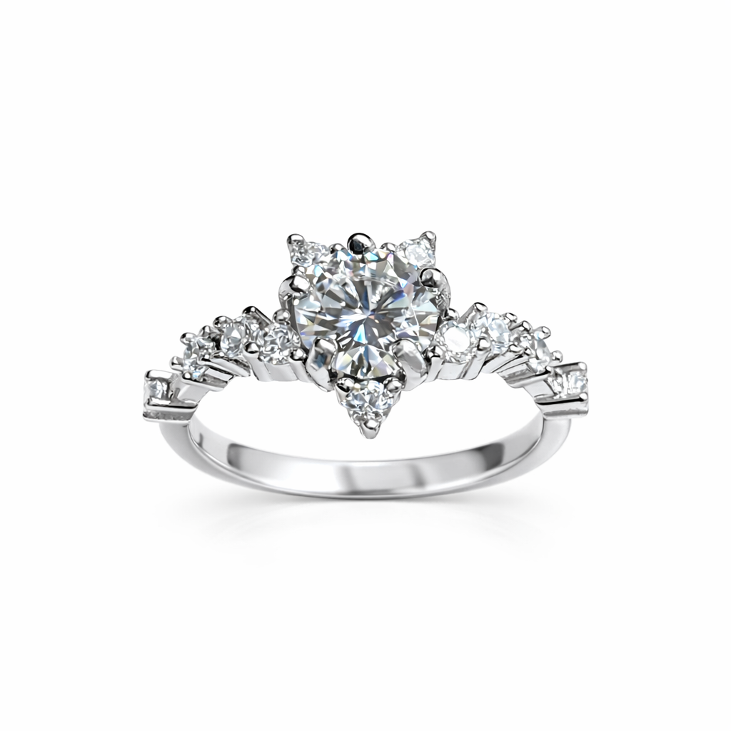 ER03 1CT Sterling Silver S925 Moissanite Diamond Rings