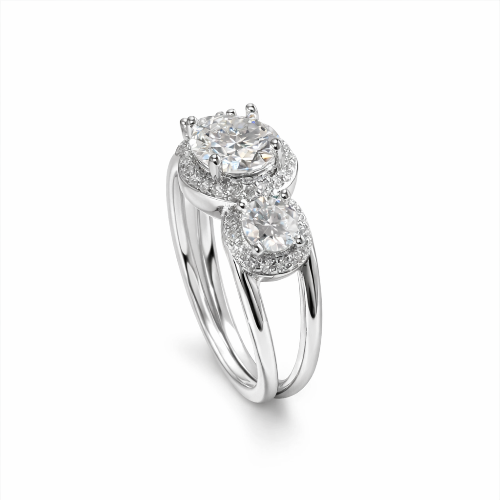 ER03 1CT Sterling Silver S925 Moissanite Diamond Rings