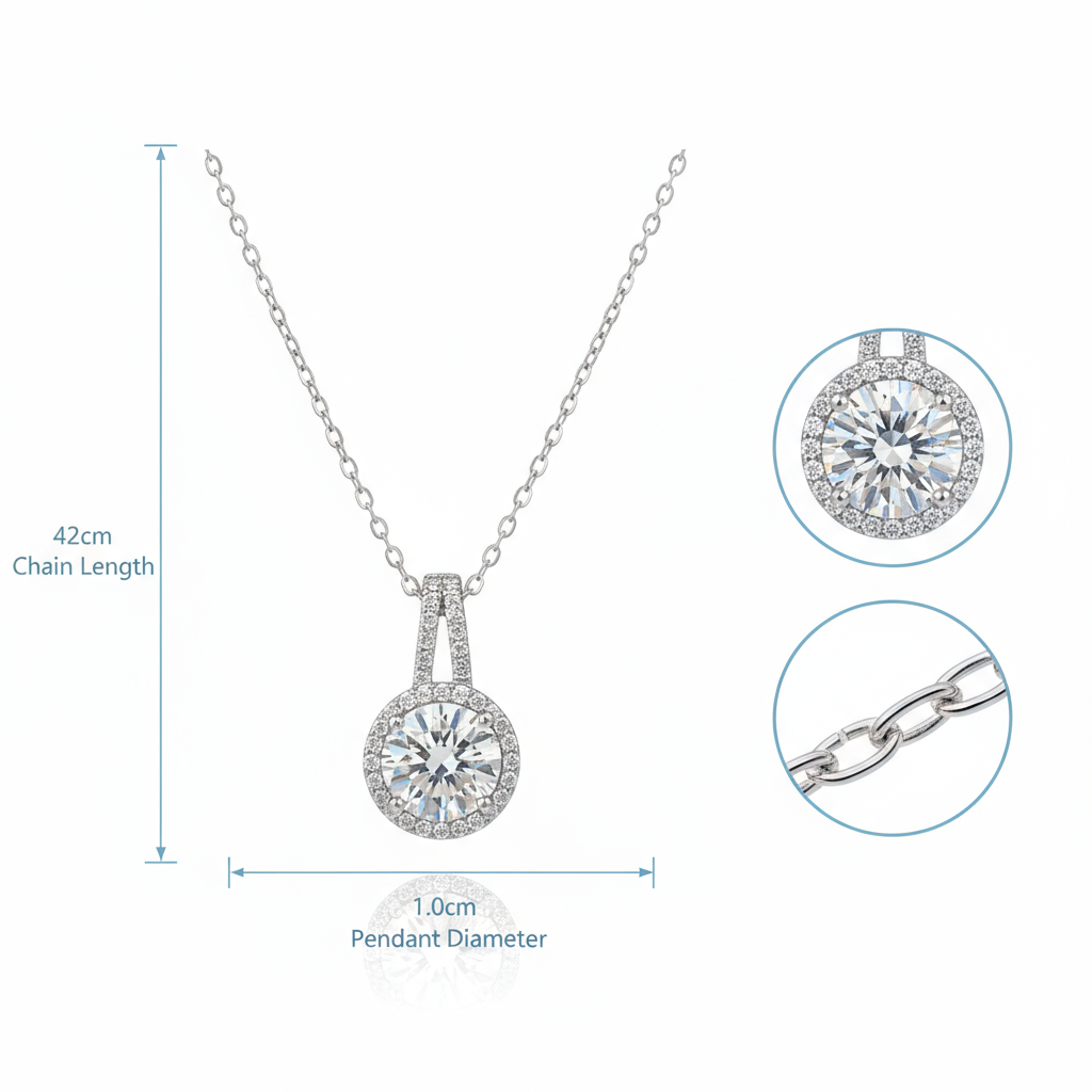 XL08 2CT Sterling Silver S925 Moissanite Diamond