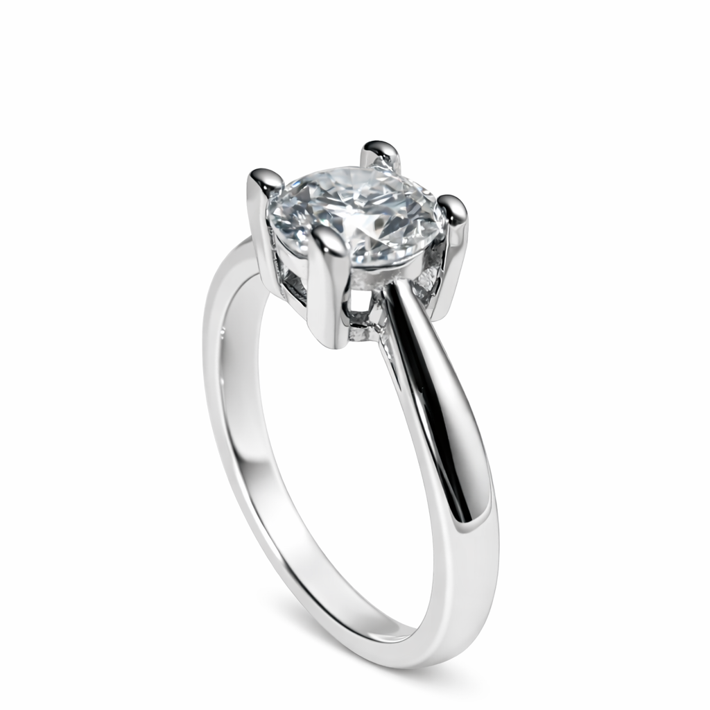 ER03 1CT Sterling Silver S925 Moissanite Diamond Rings