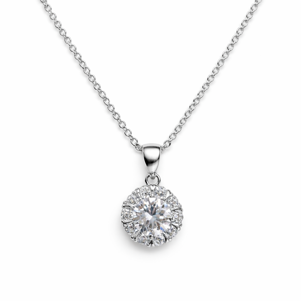 XL15 1CT Sterling Silver S925 Moissanite Diamond Necklace