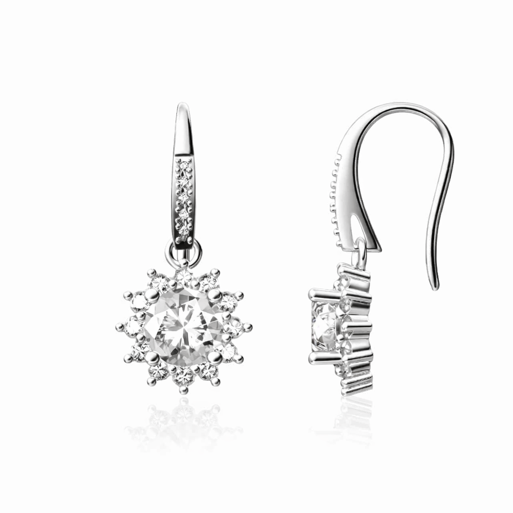 ER46 1CT Sterling Silver S925 Moissanite Diamond