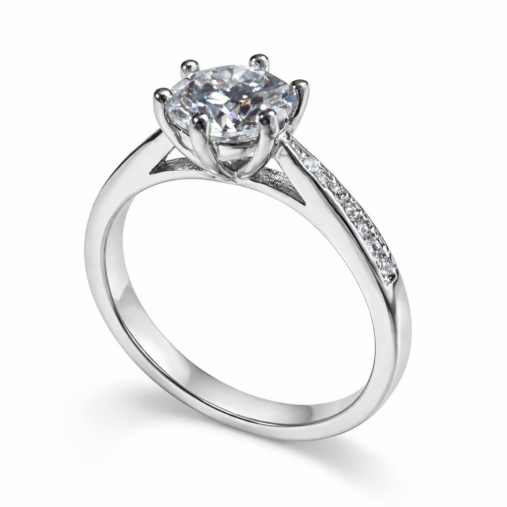 ER03 1CT Sterling Silver S925 Moissanite Diamond Rings