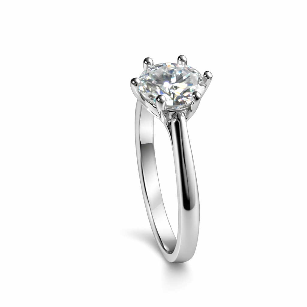 ER03 1CT Sterling Silver S925 Moissanite Diamond Rings