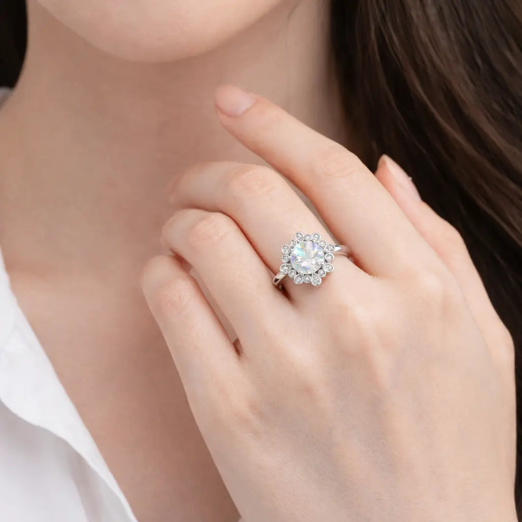 JZ57 1CT Sterling Silver S925 Moissanite Diamond 50%offamazon