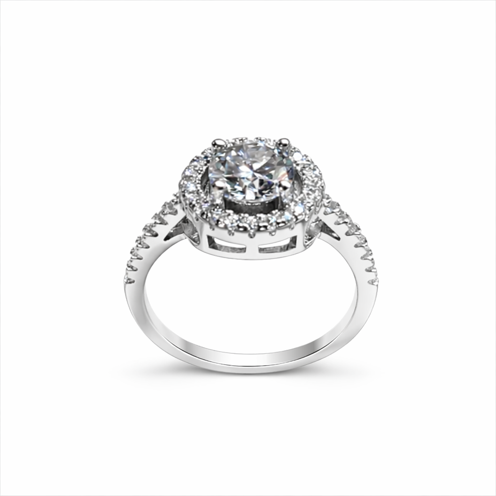 ER03 1CT Sterling Silver S925 Moissanite Diamond Rings