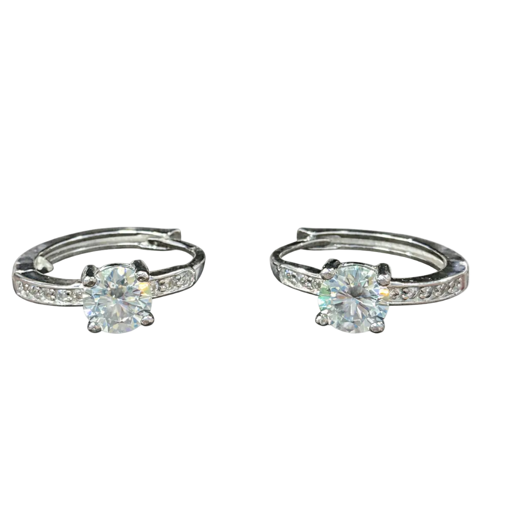 ER45 1CT Sterling Silver S925 Moissanite Diamond