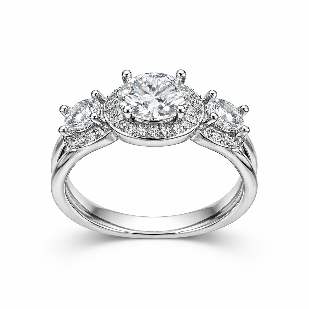 ER03 1CT Sterling Silver S925 Moissanite Diamond Rings