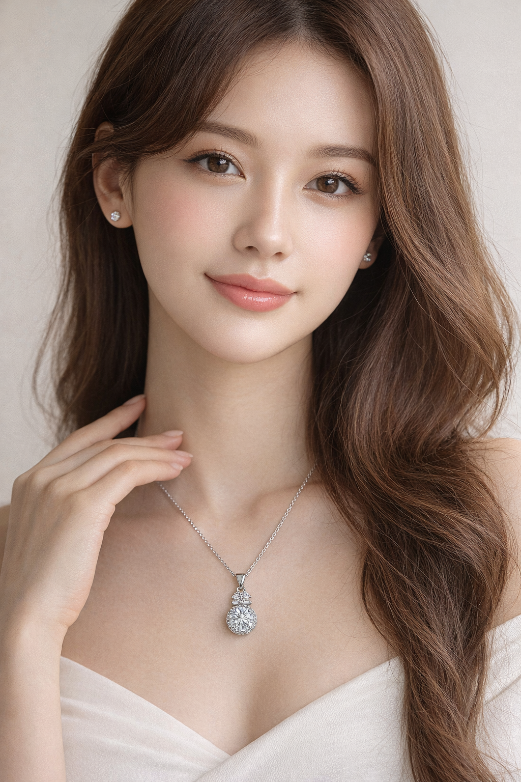 XL63 1 CT Sterling Silver S925 Moissanite Diamond Necklace