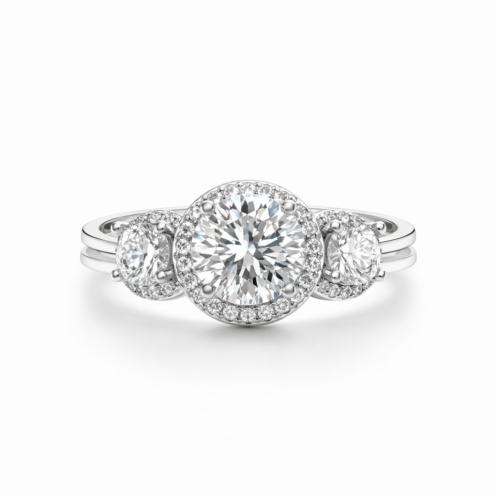 ER03 1CT Sterling Silver S925 Moissanite Diamond Rings