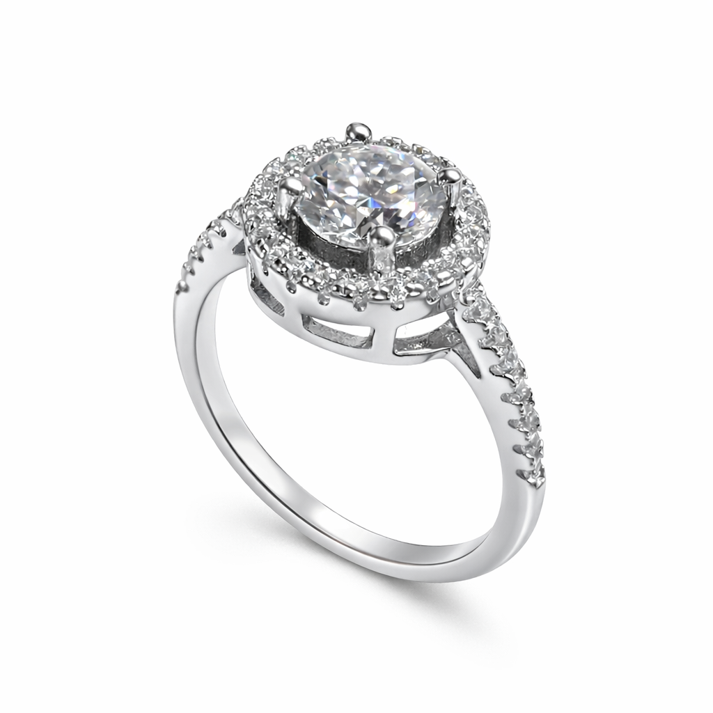 ER03 1CT Sterling Silver S925 Moissanite Diamond Rings