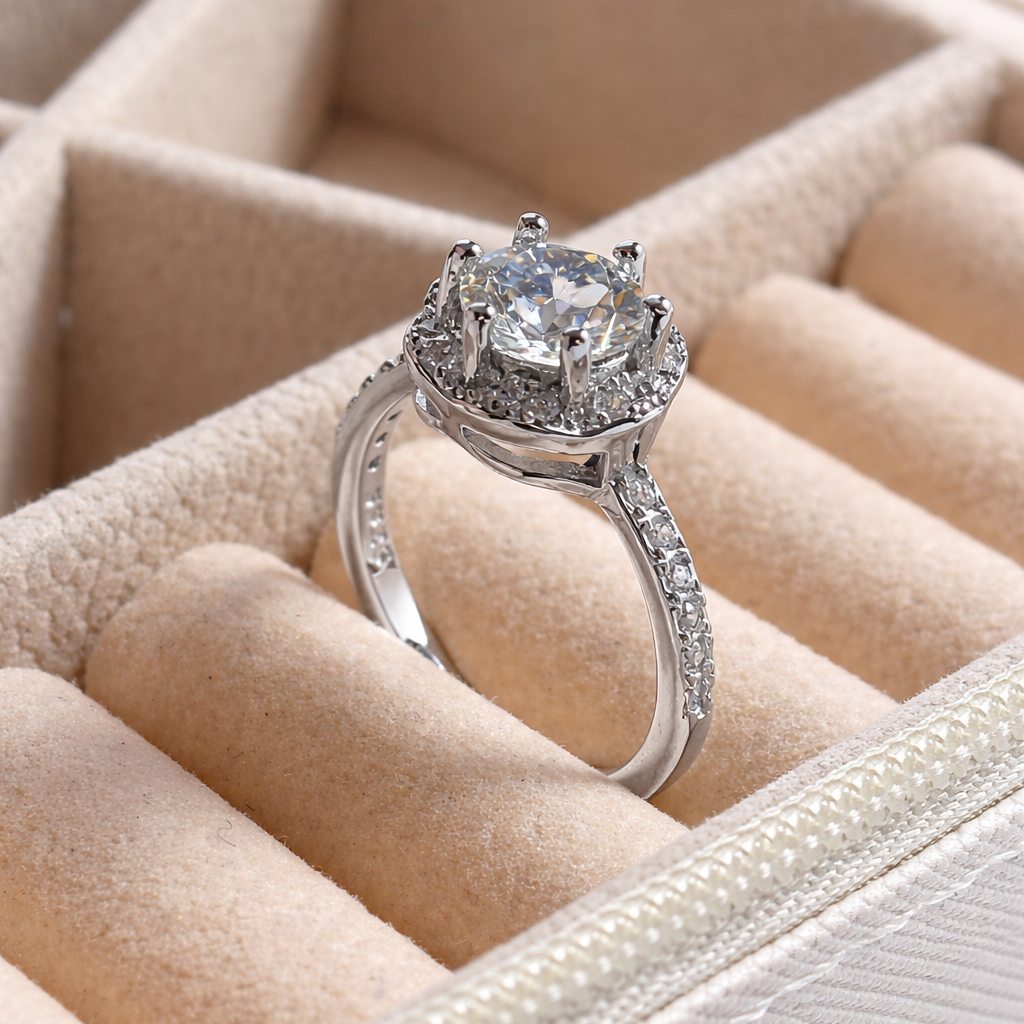 JZ29  1.5 CT Sterling Silver S925 Moissanite Diamond