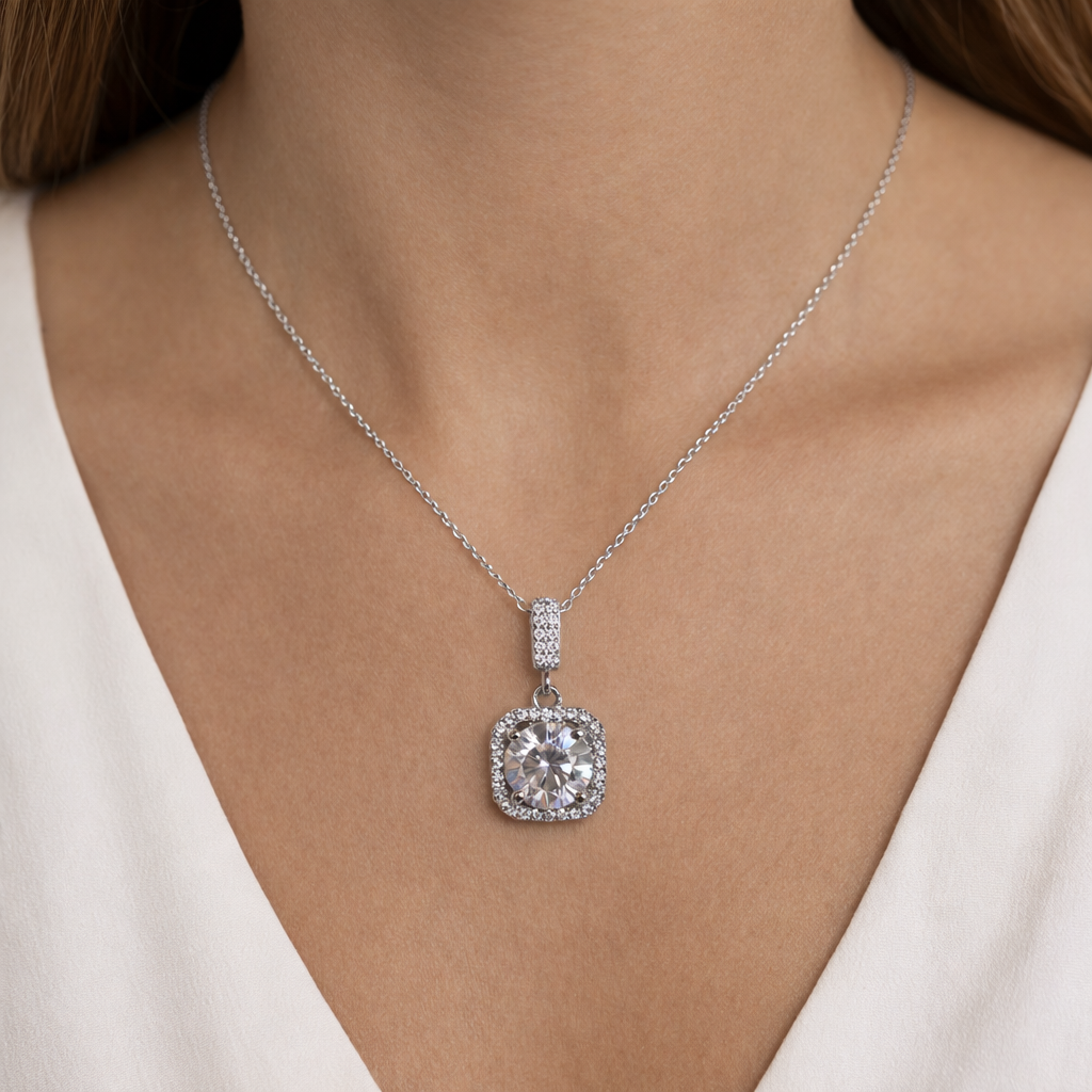 XL30 2 CT Sterling Silver S925 Moissanite Diamond Necklace