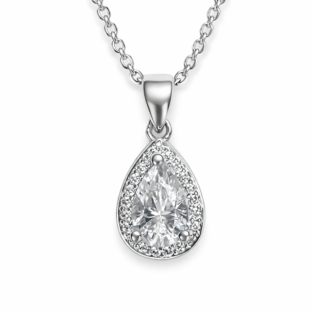 XL25 1 CT Sterling Silver S925 Moissanite Diamond Necklace