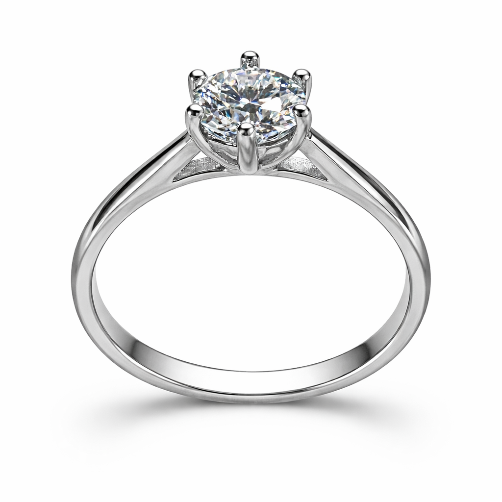 ER03 1CT Sterling Silver S925 Moissanite Diamond Rings