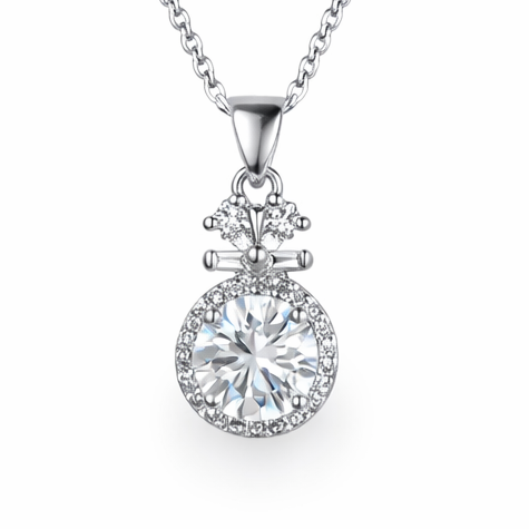 XL63 1 CT Sterling Silver S925 Moissanite Diamond Necklace