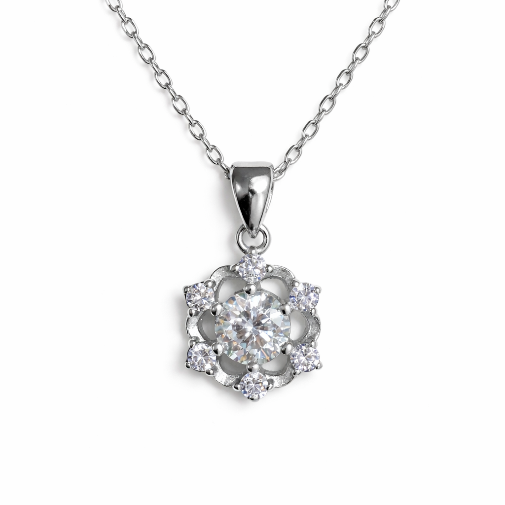 XL10 1CT Sterling Silver S925 Moissanite Diamond Necklace