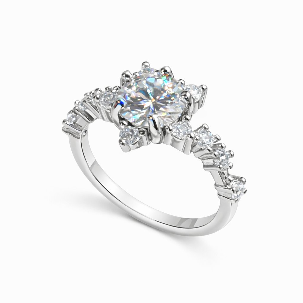 ER03 1CT Sterling Silver S925 Moissanite Diamond Rings