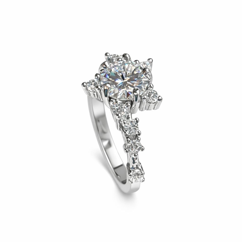 ER03 1CT Sterling Silver S925 Moissanite Diamond Rings