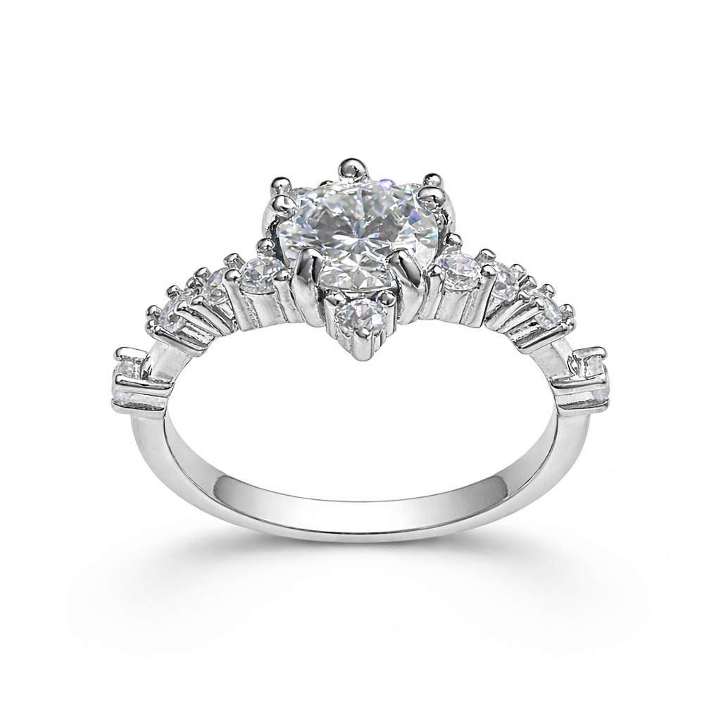 ER03 1CT Sterling Silver S925 Moissanite Diamond Rings