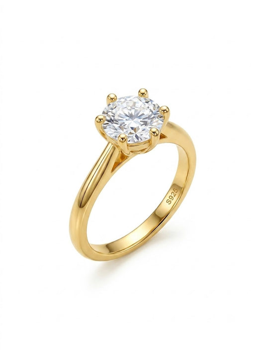 ER03 1CT Sterling Silver S925 Moissanite Diamond Rings