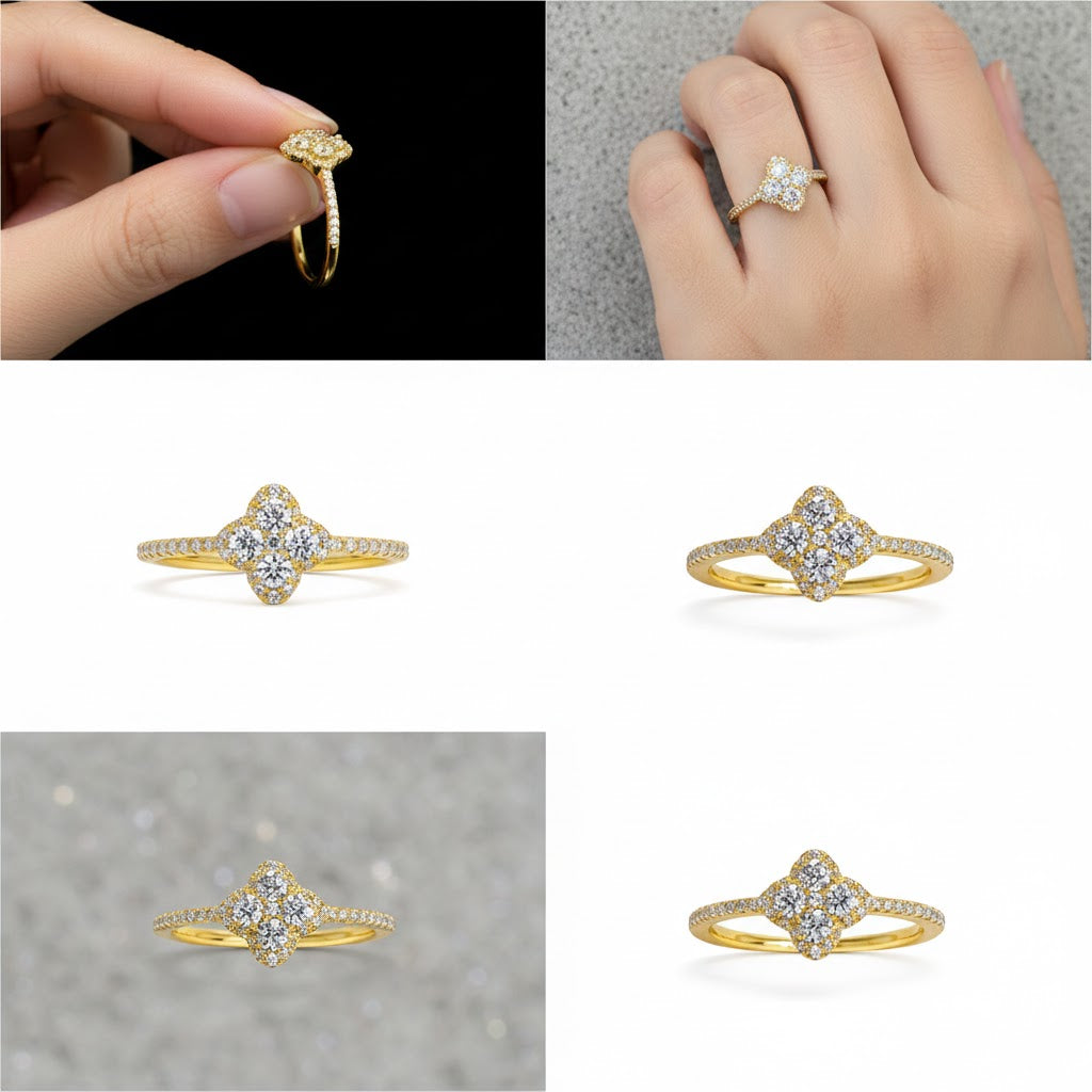 ER03 1CT Sterling Silver S925 Moissanite Diamond Rings